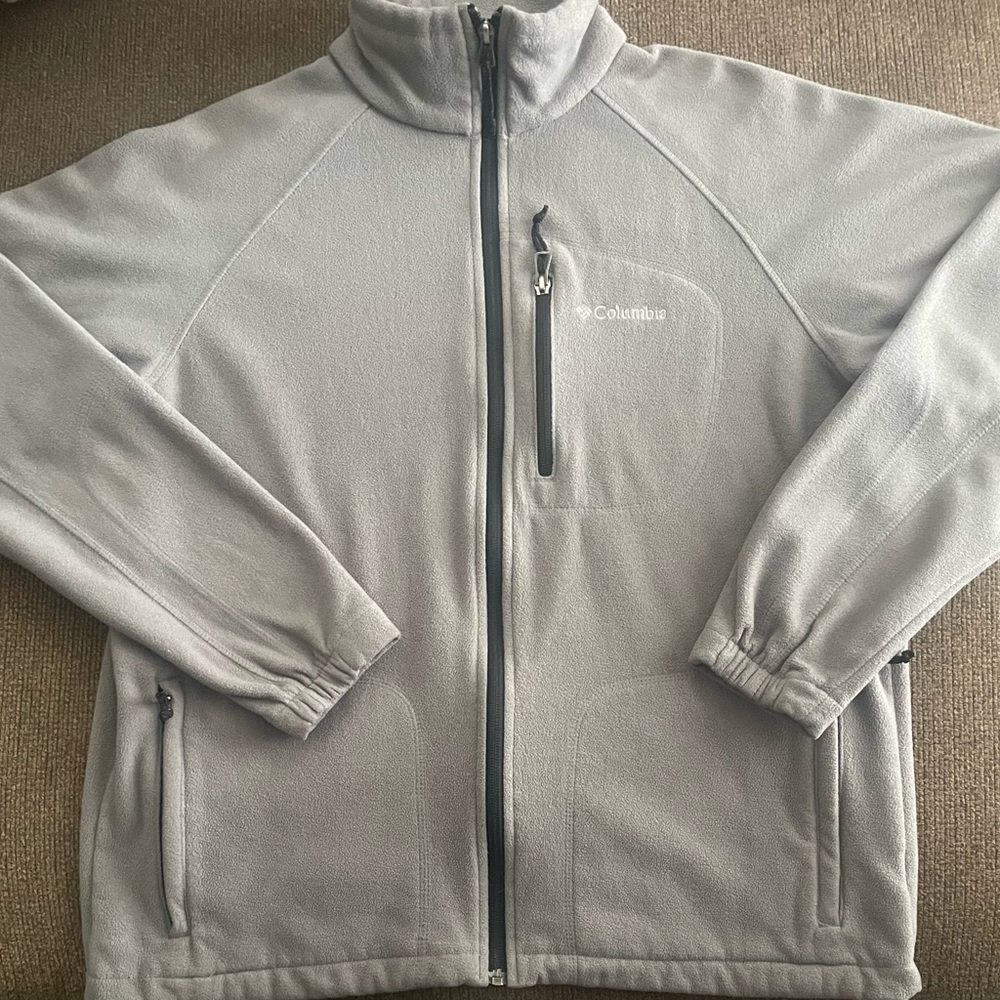 Men’s Columbia Full Zip Fleece Jacket Gray/Black Size M